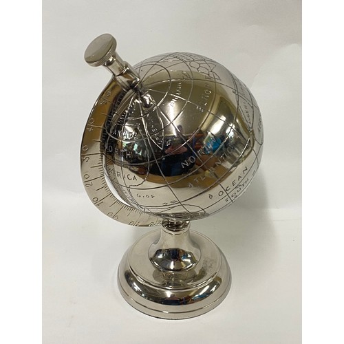 152 - White Metal Table Top Globe 31cm Height