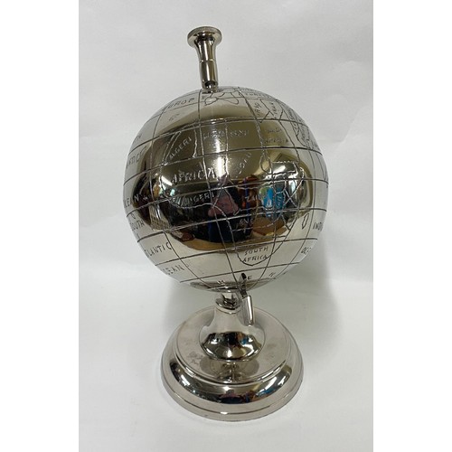 152 - White Metal Table Top Globe 31cm Height