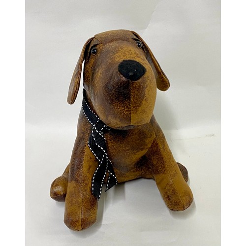 153 - Leather Clad Dog 23cm Height