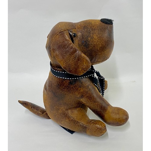 153 - Leather Clad Dog 23cm Height