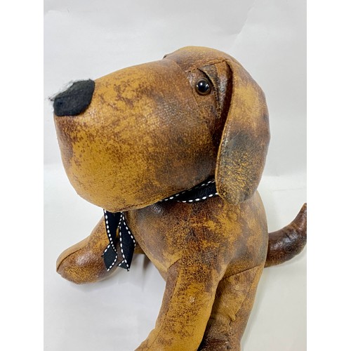 153 - Leather Clad Dog 23cm Height