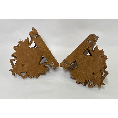 156 - Pair of Black Forest Style Chamois Wall Bracket / Shelves 16cm x 15cm x 12cm