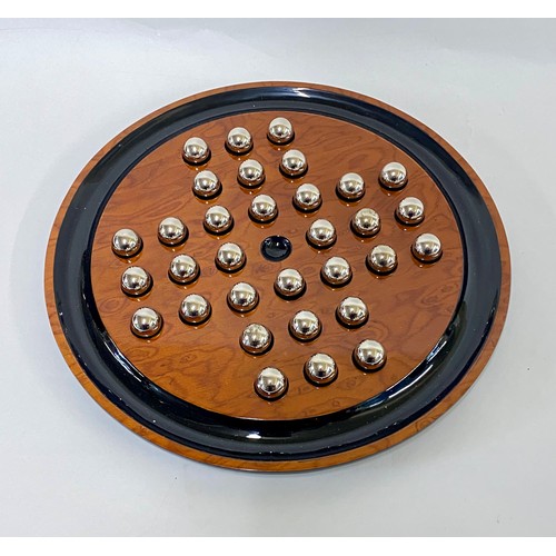 161 - Solitaire Game Board with Silver Metal Ball Pieces 25cm Diameter