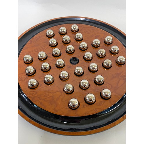 161 - Solitaire Game Board with Silver Metal Ball Pieces 25cm Diameter