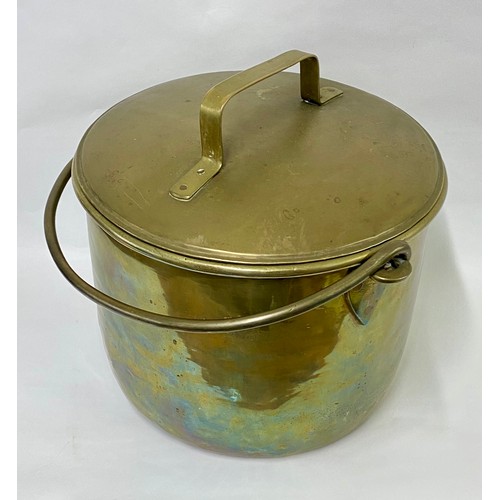 162 - Vintage Brass / Copper Ware Cooking Pot With Lid and Carry Handle 36cm Height. 33cm Diameter