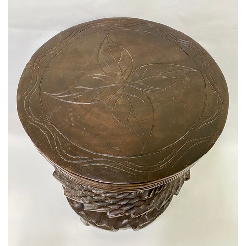 163 - Hand Carved Wood Mid Century Chinese Dragon Stool / Table 51cm Height. 35.5cm Diameter