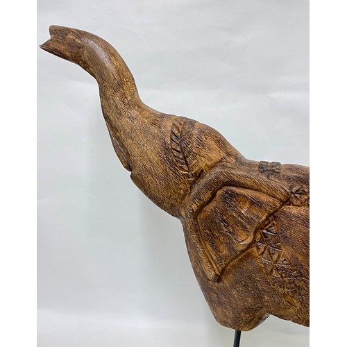 168 - Carved Wood Elephant Sculpture Raised on Stand 52cm x 51cm