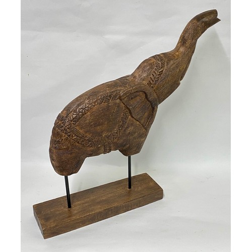 168 - Carved Wood Elephant Sculpture Raised on Stand 52cm x 51cm