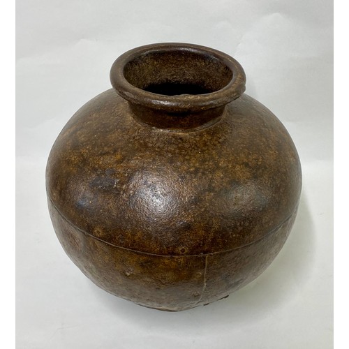 169 - Vintage Handmade Rustic Iron  Water Pot 28cm Height. 25cm Diameter