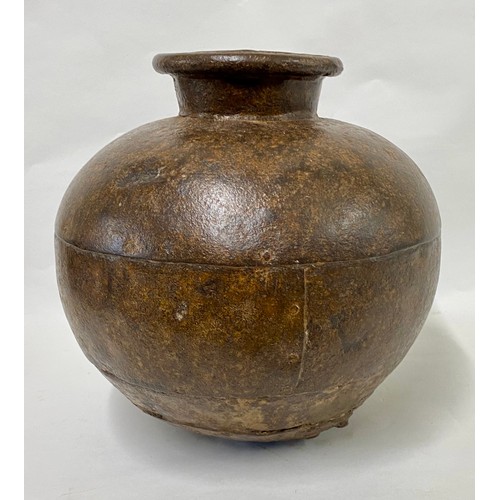 169 - Vintage Handmade Rustic Iron  Water Pot 28cm Height. 25cm Diameter