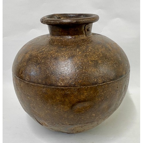 169 - Vintage Handmade Rustic Iron  Water Pot 28cm Height. 25cm Diameter