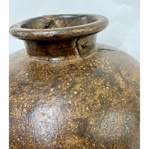 169 - Vintage Handmade Rustic Iron  Water Pot 28cm Height. 25cm Diameter