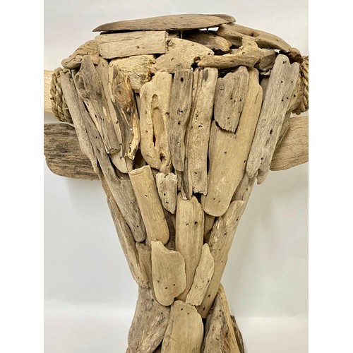 172 - Folk Art Driftwood Bulls Head Figure 40cm x 40cm x14cm