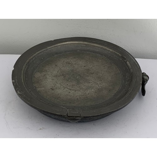 114 - Similar To Previous Lot - Same Collection
C1800 London Pewter Food Warmer Signed To Reverse
22 cms d... 