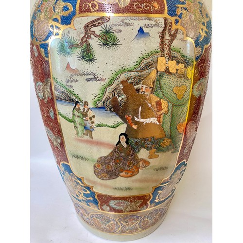 176 - A Large Porcelain Floor Standing Ornate Oriental Style Satsuma Vase 91.5cm Height