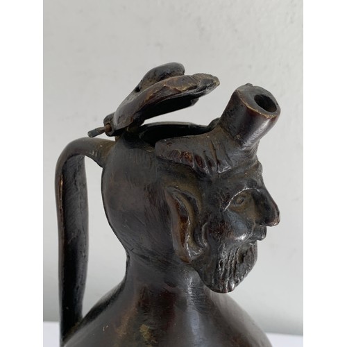 117 - 19thC Bronze Aquamanile In Gourd Form With Human Head
19 cms h