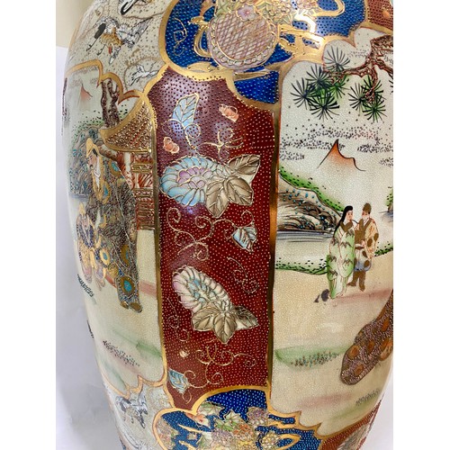 176 - A Large Porcelain Floor Standing Ornate Oriental Style Satsuma Vase 91.5cm Height