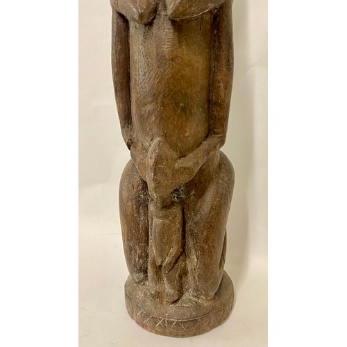 178 - Vintage Carved Wood Tribal Art Maternity Figurine 42cm Height