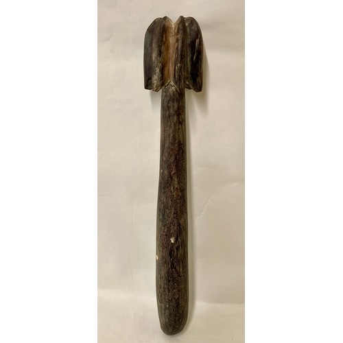 181 - Vintage Carved Wood Tribal Art Ebony Mace Club Weapon 48cm Length