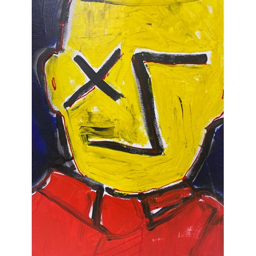 185 - Similar to Previous Lot. Modernist Abstract Oil / Acrylic on Canvas Portrait Painting. Signed to Bac... 