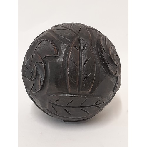 5 - Composite Carved Ball with Bronzed Finish and weighted, 10cm diameter