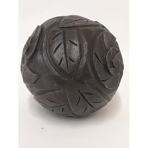 5 - Composite Carved Ball with Bronzed Finish and weighted, 10cm diameter