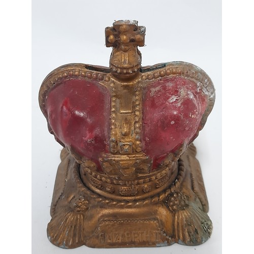 9 - Queen Elizabeth 11 Coronation money box from 1953, 9cm high