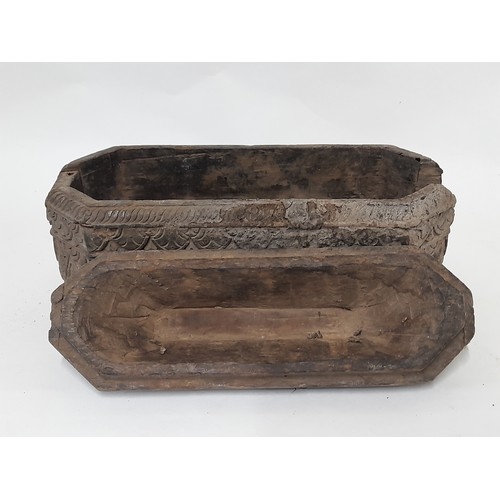 11 - Vintage Carved wood Reliliquary  Box (possibly Nepalese), 21.5cm long x 8cm wide x 10.5cm