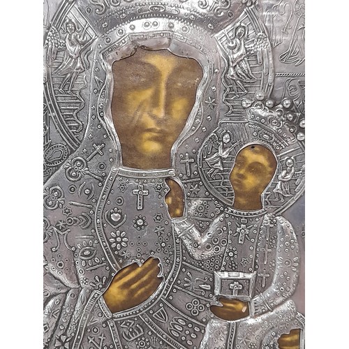 33 - White Metal Religious Icon, 15.5cm x 11.5cm