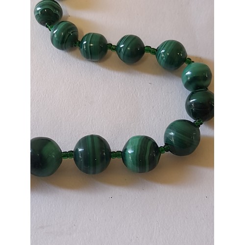 35 - Malachite  Bead Necklace