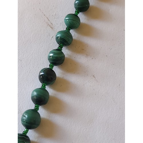 35 - Malachite  Bead Necklace