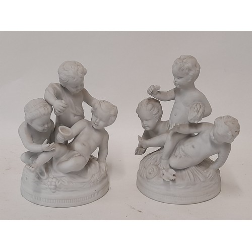 39 - 2 x Bisque Porcelain figures stamped to base Unterweissbach made in GDR, 14cm high