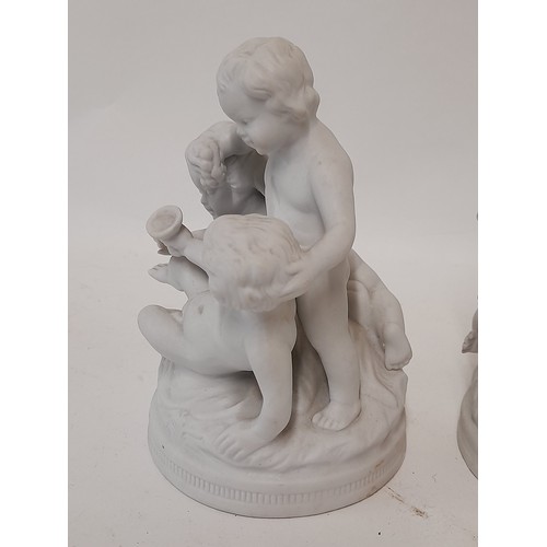 39 - 2 x Bisque Porcelain figures stamped to base Unterweissbach made in GDR, 14cm high