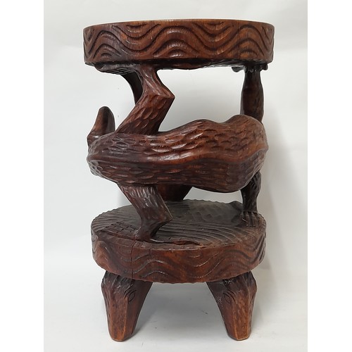 40 - Vintage  Hand Carved Dragon Table, 45cm x 30cm