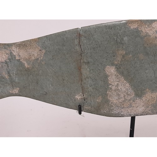 53 - Chinese  Stone Bi-Disc Fish on Stand, 40cm long