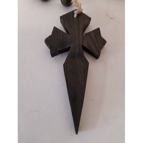 60 - Wooden Rosery Beads with cross 17cm x 9cm