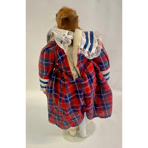 198 - Vintage Macabre Taxidermy Squirrel Head Amalgamation Oddity Doll on Stand 38cm Height