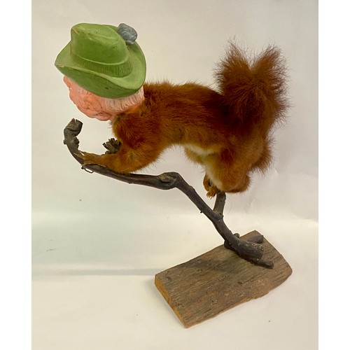 200 - Vintage Macabre Amalgamated Taxidermy Oddity Squirrel with Gentleman’s Head Figure 41cm Height. 27cm... 