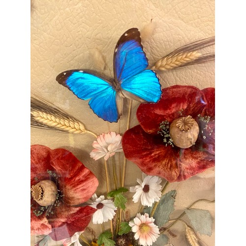 203 - Vintage Framed Continental Diorama With Antique Butterflies 72.5cm x 61.5cm x 6cm