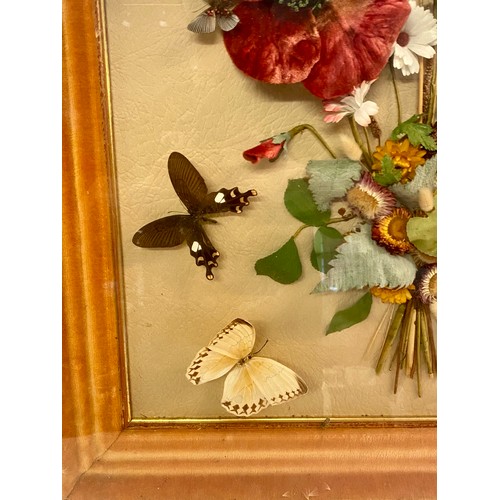 203 - Vintage Framed Continental Diorama With Antique Butterflies 72.5cm x 61.5cm x 6cm