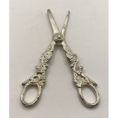 253 - Two Grape Decoration Hallmarked Silver Scissors. Weight 5.687 Oz. Largest 16cm Length