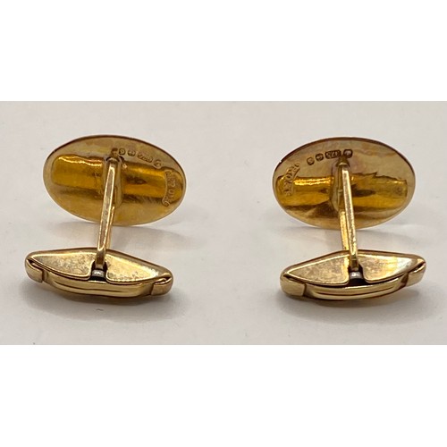 257 - Pair of Gold Decorated Hallmarked 9ct Gold Cufflinks. Weight 3.14g