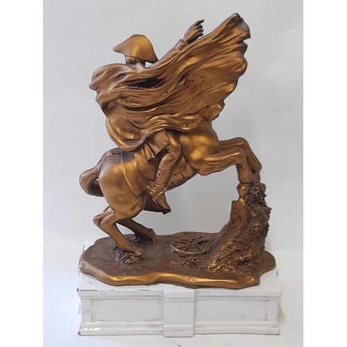 74 - Composite Statue of Napoleon on Horse, 30cm h x 20cm w x 11cm d