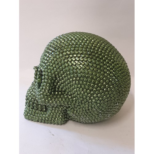 76 - Interesting Green Skull, 14cm high