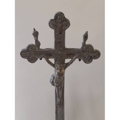 81 - White Metal Altar Cross, 33cm high x 12cm wide