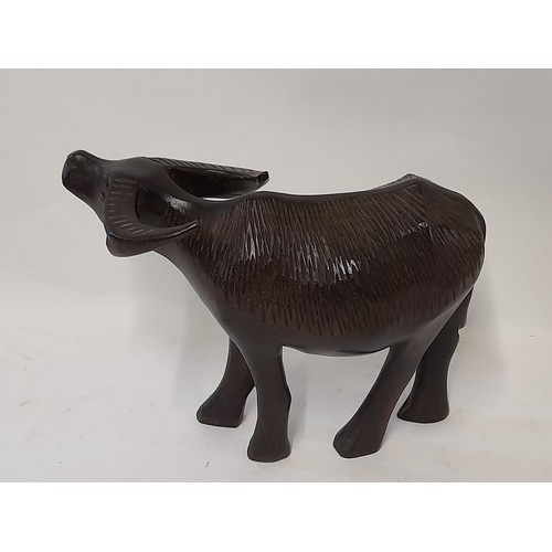 92 - Wood Carved Oxen, 22cm long x 16cm high