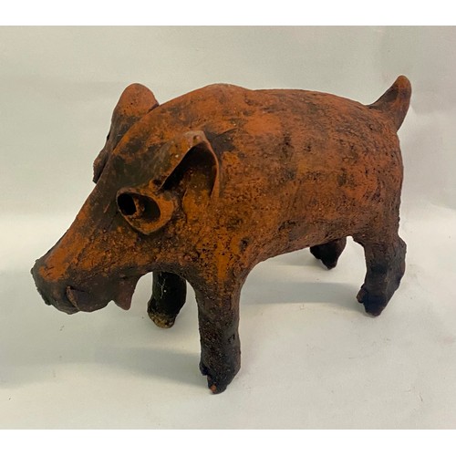 207 - Terracotta Wild Pig Sculpture 23cm x 18cm