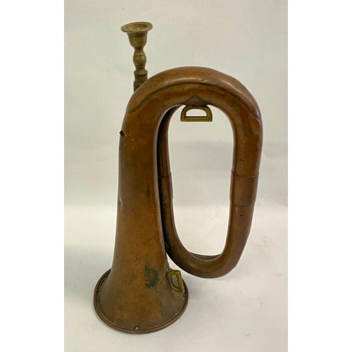 221 - Vintage Brass / Copper ‘Medailles D’Honneur’ P. Senecaut  Engraved Bruxelles Bugle Horn 30cm Height