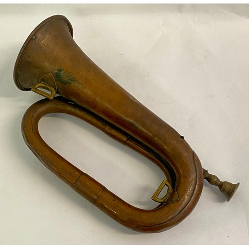 221 - Vintage Brass / Copper ‘Medailles D’Honneur’ P. Senecaut  Engraved Bruxelles Bugle Horn 30cm Height