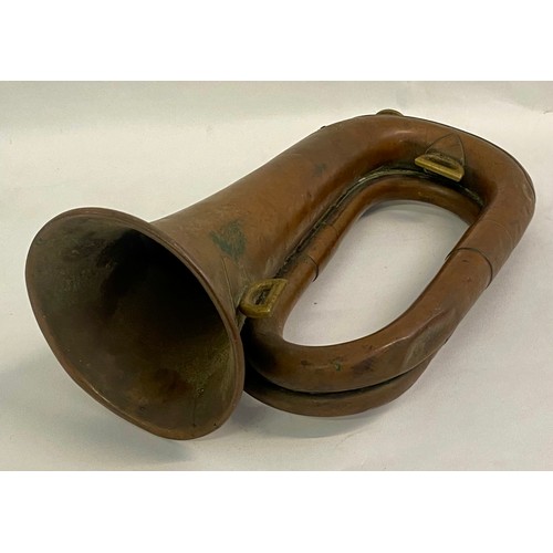 221 - Vintage Brass / Copper ‘Medailles D’Honneur’ P. Senecaut  Engraved Bruxelles Bugle Horn 30cm Height